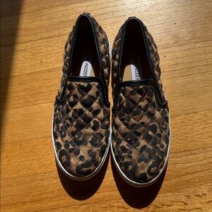 Steve Madden Leopard Print Slip-On Sneakers - Tan/Black
